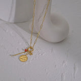 European Star Titanium Steel Chain Necklace Turquoise Tassel