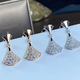European Silver Zircon Skirt Earrings Women Jewelry