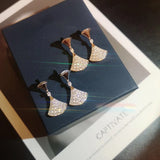 European Silver Zircon Skirt Earrings Women Jewelry