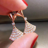 European Silver Zircon Skirt Earrings Women Jewelry
