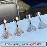 European Silver Zircon Skirt Earrings Women Jewelry