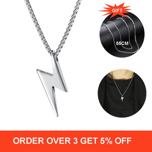 Punk Hiphop Lightning Charm Pendant Necklace