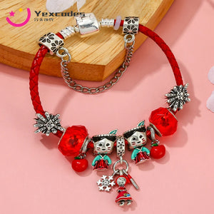 European Red Charm Christmas Bracelet Snowflake Little Girl Year Fruit Children
