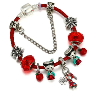 European Red Charm Christmas Bracelet Snowflake Little Girl Year Fruit Children