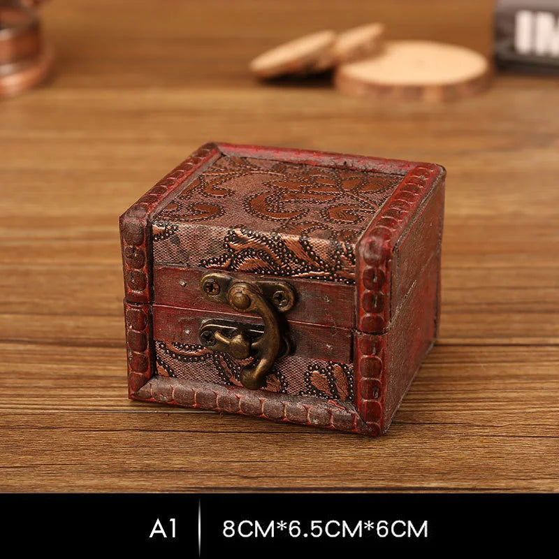 European Retro Wooden Table Storage Box Jewelry Organizer