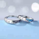 European Enamel CZ Star & Moon Couple Ring