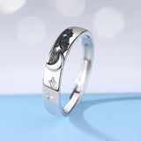 European Enamel CZ Star & Moon Couple Ring