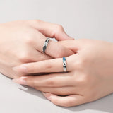 European Enamel CZ Star & Moon Couple Ring