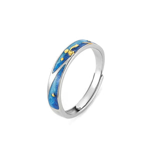 Enamel Little Prince & Fox Ring, S925 Silver, Birthday Party Wedding Gift