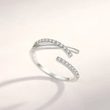 European Sterling Silver CZ Cross Finger Ring for Women