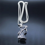 European Antique Death Necklace Men's Punk Rock Stainless Steel Pendant Long