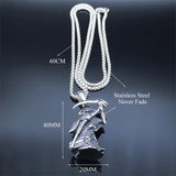 European Antique Death Necklace Men's Punk Rock Stainless Steel Pendant Long