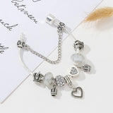 European Style Snake Chain Charm Bracelet Heart Crown Beads Pendants DIY