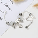 European Style Snake Chain Charm Bracelet Heart Crown Beads Pendants DIY
