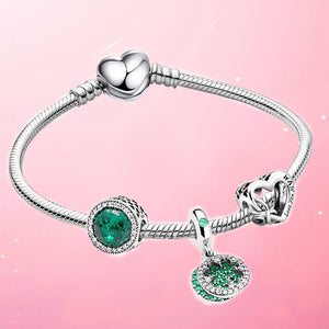 European Style Love & Luck Pendant Bracelet, Snake Chain Silver plated Metal