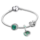 European Style Love & Luck Pendant Bracelet, Snake Chain Silver plated Metal