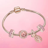 European Style Love & Luck Pendant Bracelet, Snake Chain Silver plated Metal