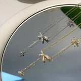 European Style Bowknot Zircon Pendant Necklace 925 Sterling Silver