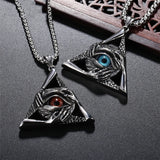 Red Triangular Eye Masonic Pendant Stainless Steel Necklace