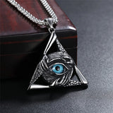 Red Triangular Eye Masonic Pendant Stainless Steel Necklace