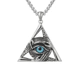 Red Triangular Eye Masonic Pendant Stainless Steel Necklace
