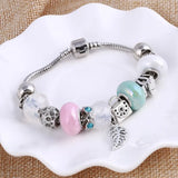 Vintage Silver Crystal Charm Bracelet Women DIY Jewelry