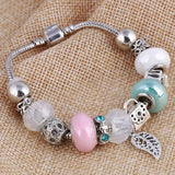 Vintage Silver Crystal Charm Bracelet Women DIY Jewelry