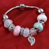 Vintage Silver Crystal Charm Bracelet Women DIY Jewelry