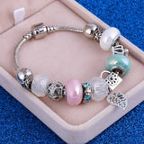 Vintage Silver Crystal Charm Bracelet Women DIY Jewelry