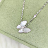 925 Silver Butterfly Necklace with Shell Pendant