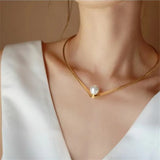 European Wind Metal Pearl Collar Necklace for Women
