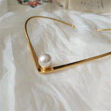 European Wind Metal Pearl Collar Necklace for Women