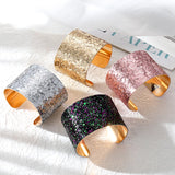 European Metal Bangle Women Punk Blingbling Sequin Wide Cuff Bracelet