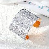 European Metal Bangle Women Punk Blingbling Sequin Wide Cuff Bracelet