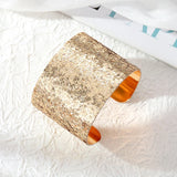 European Metal Bangle Women Punk Blingbling Sequin Wide Cuff Bracelet