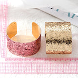 European Metal Bangle Women Punk Blingbling Sequin Wide Cuff Bracelet