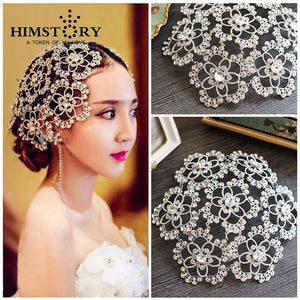 Vintage Rhinestone Flower Bridal Headband Tiara Wedding Hair Accessories