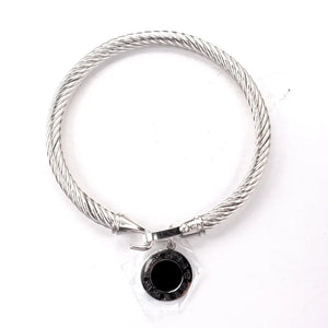 Euro Wire Rope Buckle Bracelet Stainless Steel Roman Tag Jewel