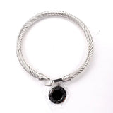 Euro Wire Rope Buckle Bracelet Stainless Steel Roman Tag Jewel