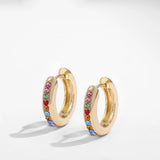 Multicolor CZ Pearl Huggie Hoops Earrings