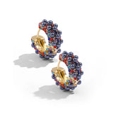 Multicolor CZ Pearl Huggie Hoops Earrings