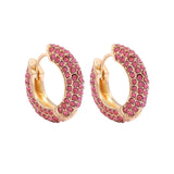Multicolor CZ Pearl Huggie Hoops Earrings