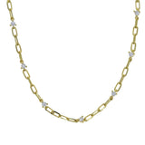 European Women Jewelry CZ Station Choker Necklace