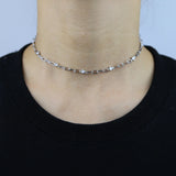 European Women Jewelry CZ Station Choker Necklace