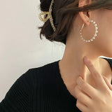 European-American Style Letter C Large Circle Earrings with Pearl