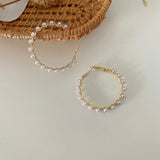European-American Style Letter C Large Circle Earrings with Pearl