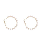 European-American Style Letter C Large Circle Earrings with Pearl