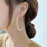 European-American Style Letter C Large Circle Earrings with Pearl