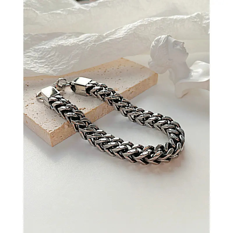 Retro Men's Stainless Steel Bracelet Cuban Chain Vintage Style