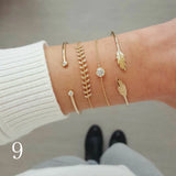 Crystal Leaves Moon Lightning Bracelet Set for Women